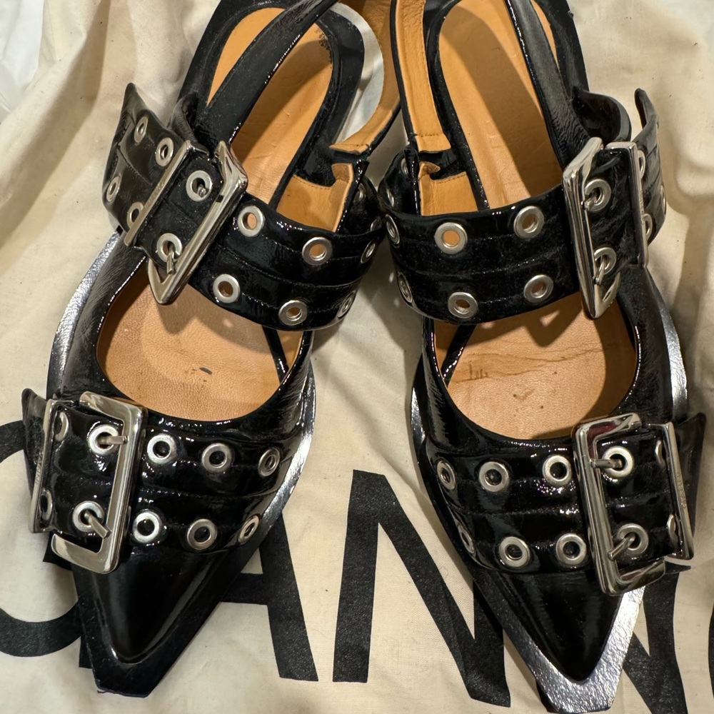 Ganni flat ballerina buckle flats